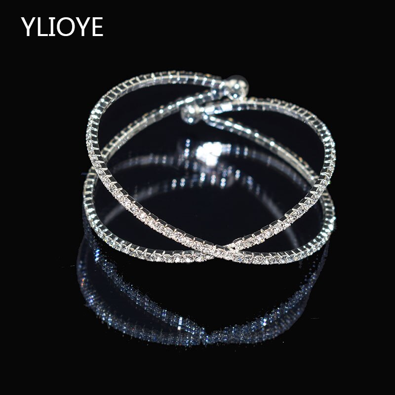 Deluxe Rhinestone Bracelet Gold Silver Plated Crystal Openwork Bangle Jewelry for Women Bangle Girl