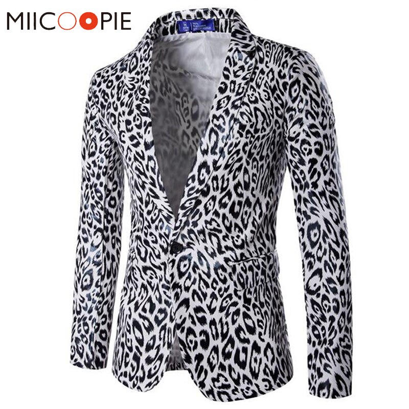Mode Blazer Mens Casual Leopard Gedrukt Wedding Party Suit Jassen Heren Pak Jassen Kostuums Blazer Masculino XXXL