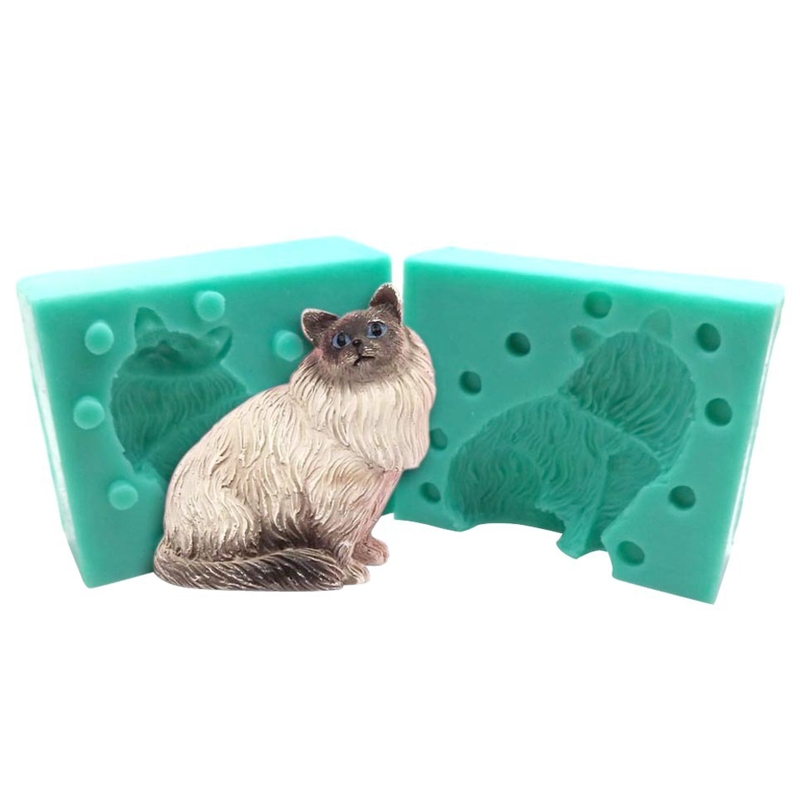 Molde de silicona 3D hecho a mano para perro y gato, molde de yeso, vela, jabón, Fondant, para bricolaje, dulces, Chocolate, postre, hornear, cocina