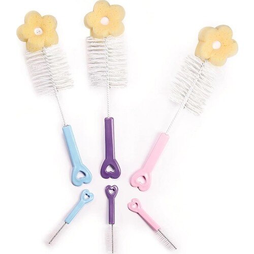 Biberon 5'li Glass Baby Bottle Nipple Set Feeding Bottle Cleaning Brush Antibacterial Glass Healthy Baby Feeding Araöları