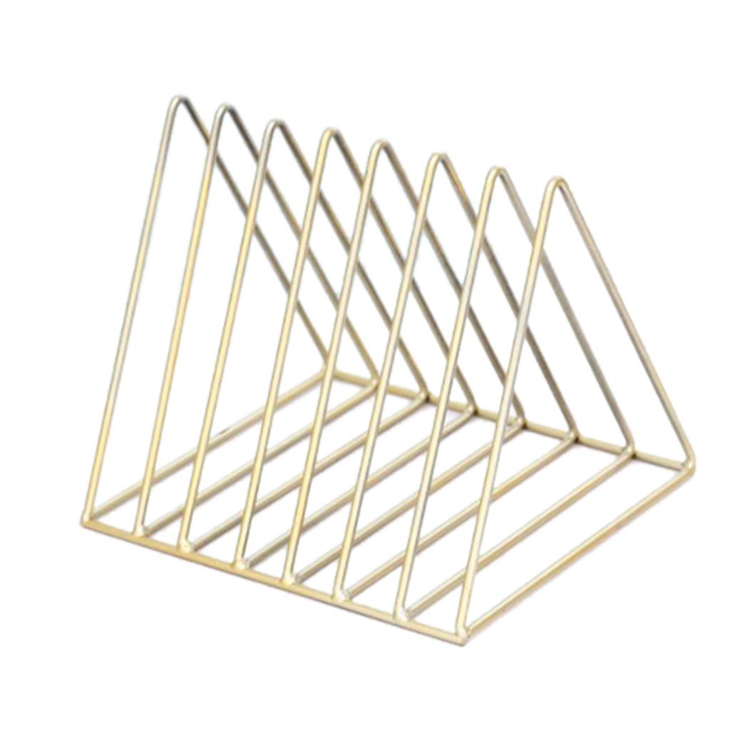 Organizador de archivos Irregular/triangular, colección de cables, estante de almacenamiento de hierro para escritorio, estantería, soporte para revistas para decoración del hogar y oficina: A Gold