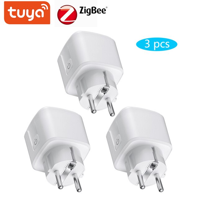 Tuya ZigBee 3.0 Smart Power Plug 16A Wireless App Voice Remote Control Socket Energy Monitor Outlet Works with Alexa Google Home: Zigbee 3PCS