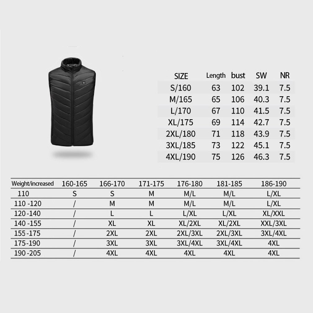 Unisex Winter Smart Heating Suit Warm Vest Constant Temperature Heating Suit USB Charging Heating Vest