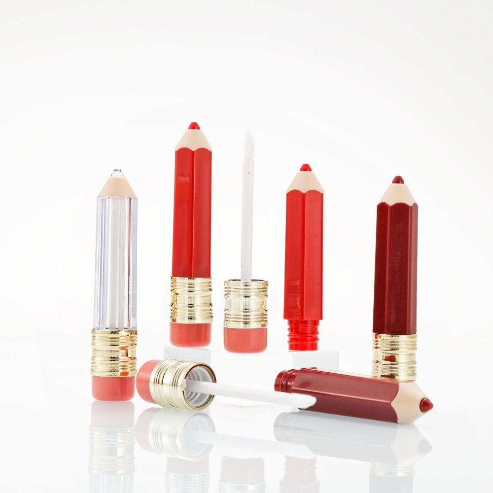 Portable 5ml Lipgloss Tube Mini Transparent Refillable Bottles Pencil Shape Plastic Sample Vials Handmade