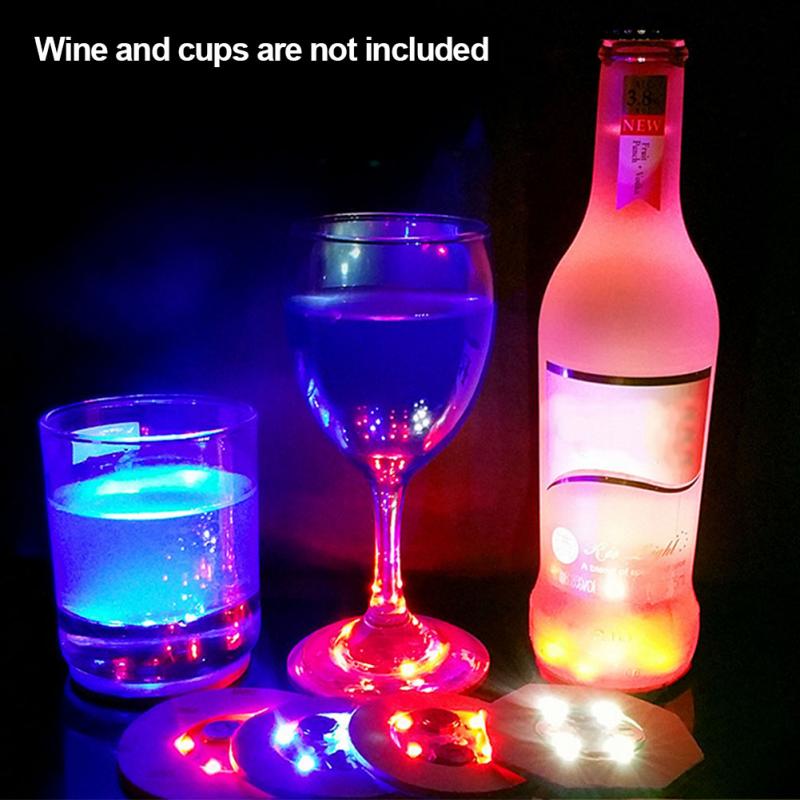LED Coasters Foam 3 Modes 4 Lights Color Changing Battery Powered Flat Stable Core Board Slightly Cushioned Bar Nightclub Party