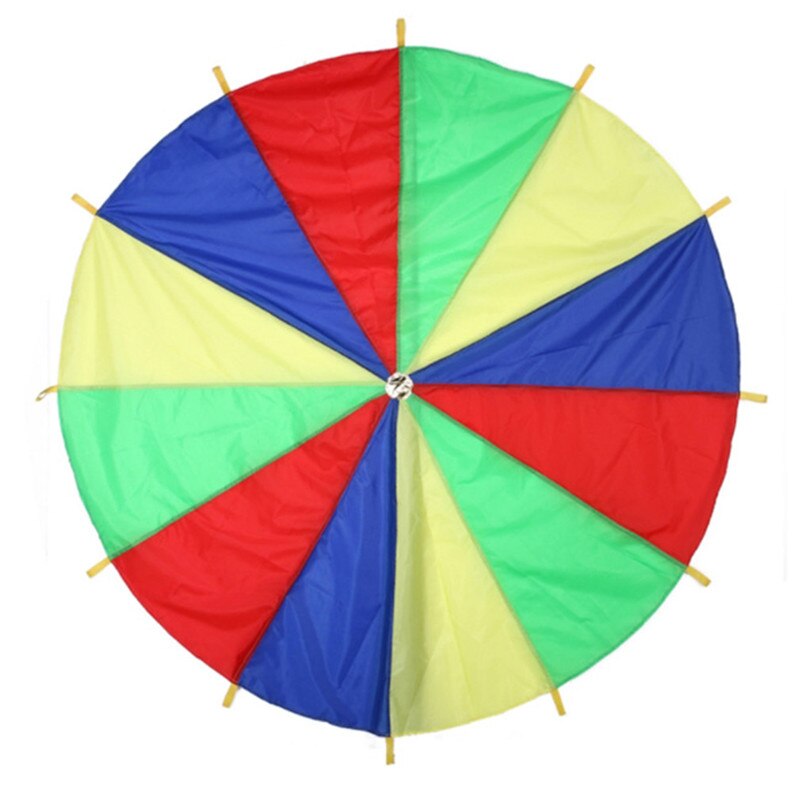 Diameter 2 M Kind Kid Sport Ontwikkeling Outdoor Regenboog Paraplu Parachute Speelgoed Jump-sack Ballute Spelen Parachute Games