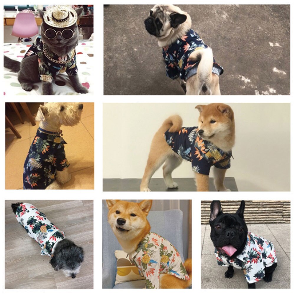 Petit grand chien Chihuahua chien chat Blouse chien chemises vêtements été plage vêtements gilet vêtements pour animaux de compagnie T-Shirt à fleurs hawaïen