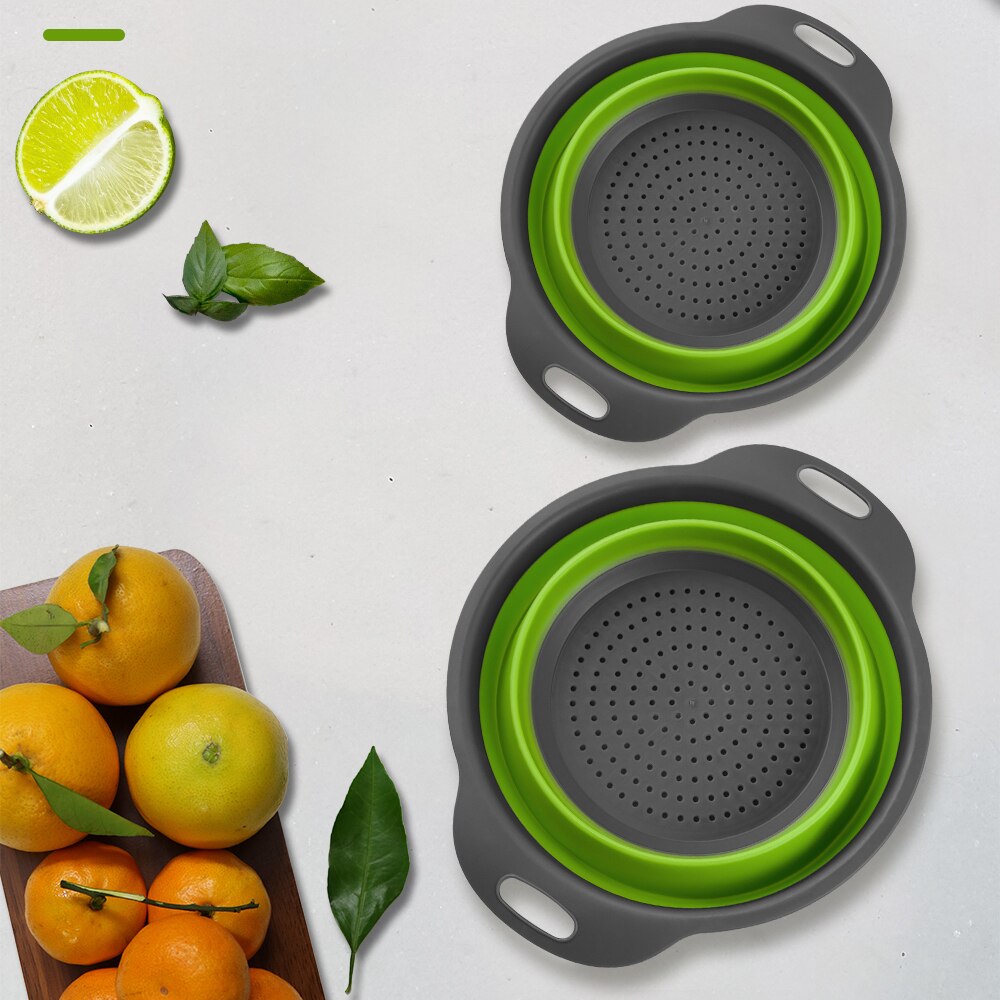 Passoire en Silicone pliable fruits légumes lavage panier filtre crépine stockage économiser de l'espace égouttoir avec poignée outil de cuisine