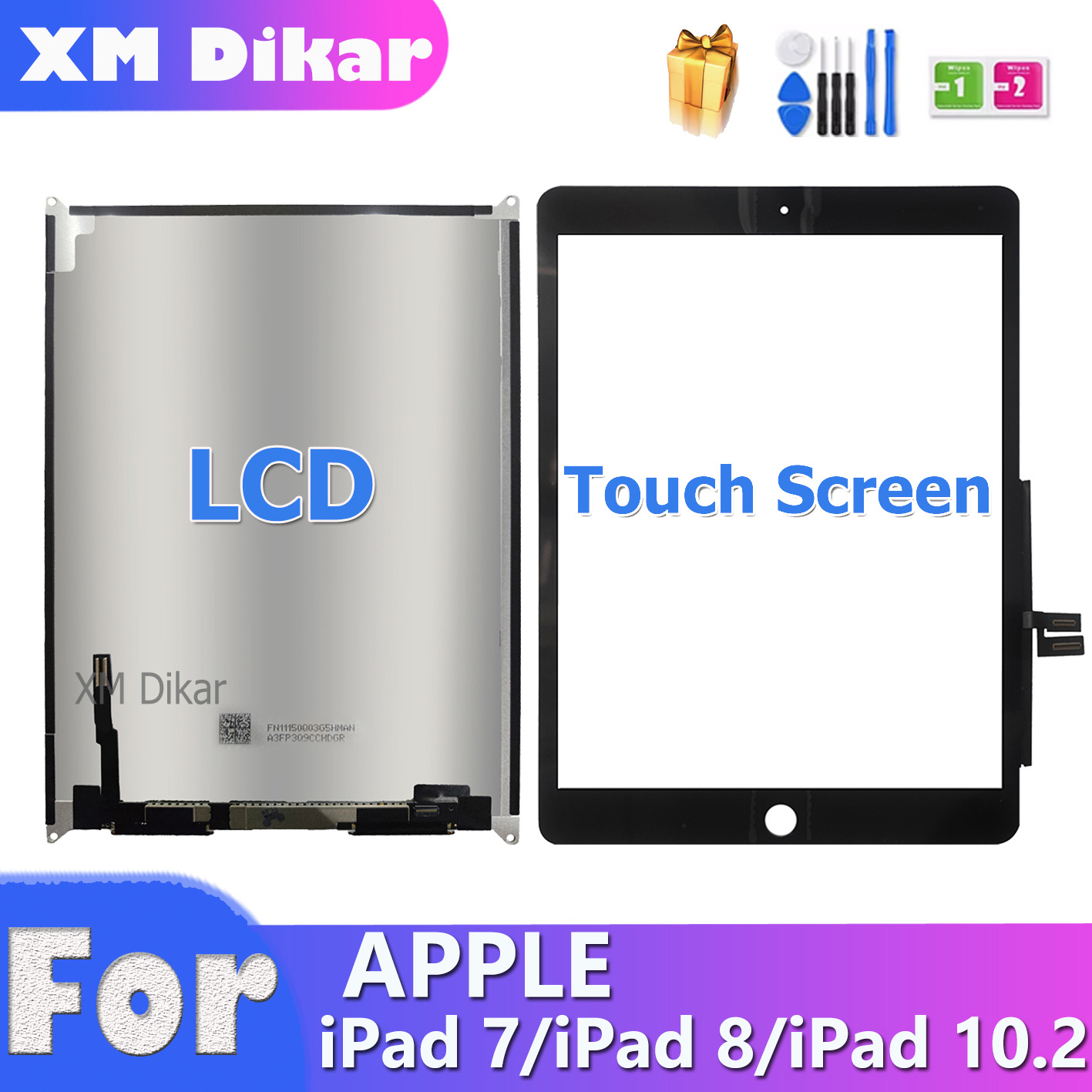 10.2 "LCD + Touchscreen Voor iPad 10.2 7e Gen A2197 A2198 A2200/8th A2270 A2430/9th A2602 A2605 LCD-scherm