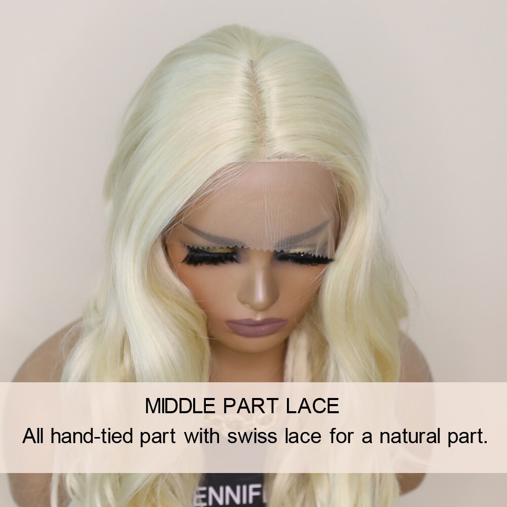 Synthetic Middle Part Lace Wigs For women Natural Wave Middle Parting Wigs 613 color High Temperature Fiber Hair