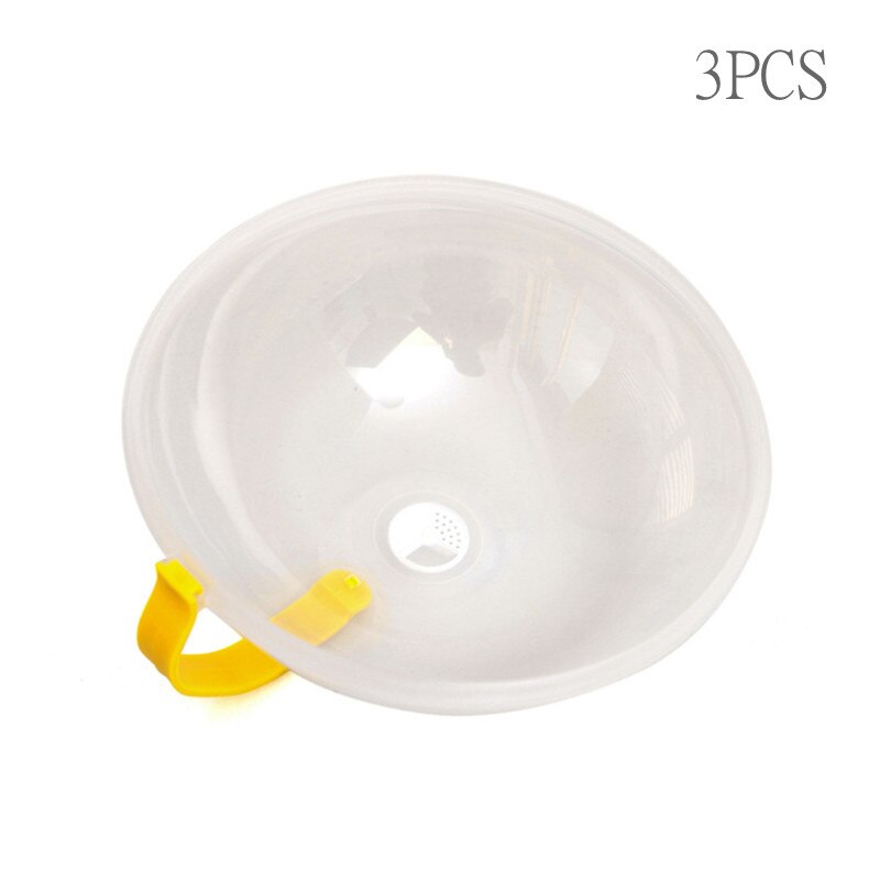 Microwave Food Cover Cleanable Effective Easy-using Microwave Plate Lid Multifunction Transparent Anti-Splash Cap With Handle: 3pcs