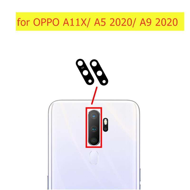 2 Stks/partij Voor Oppo A5 / A9 / A11X Terug Camera Glazen Lens Belangrijkste Rear Camera Lens Met lijm Reparatie Onderdelen