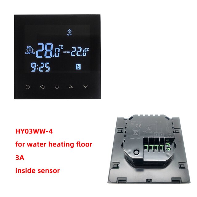 AC220-240V Weekly Programmable Electric/Water/Boiler Temperature controller WiFi LCD Touch Screen Time Display Thermostat: Water no Wifi