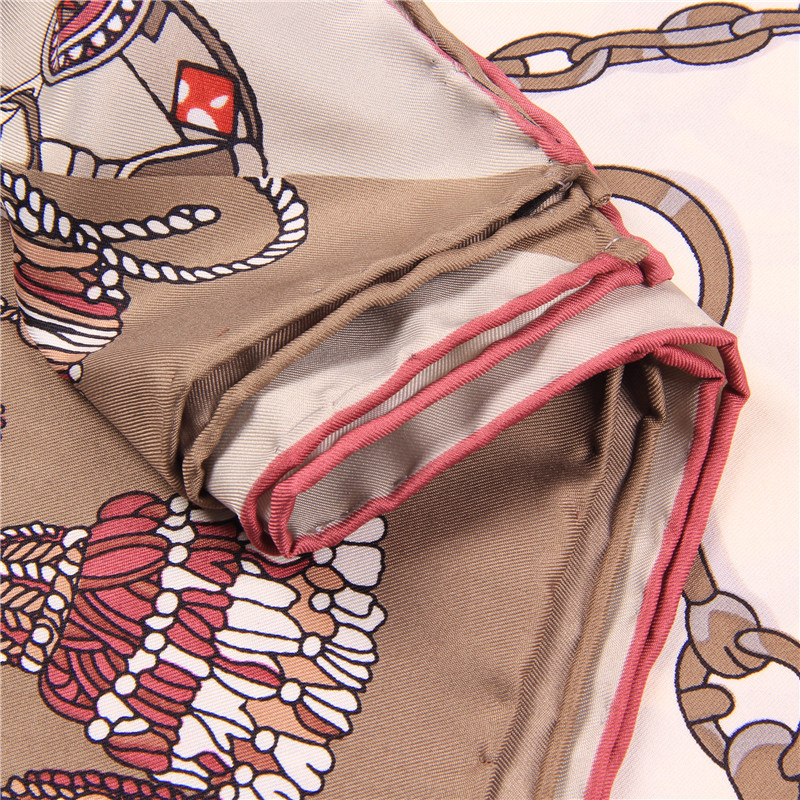 Bufanda de sarga de seda enrollada a mano Manual para mujer, pañuelos cuadrados con estampado de caballo, envolturas, Foulards rizados, Bandana Hijabs para mujer