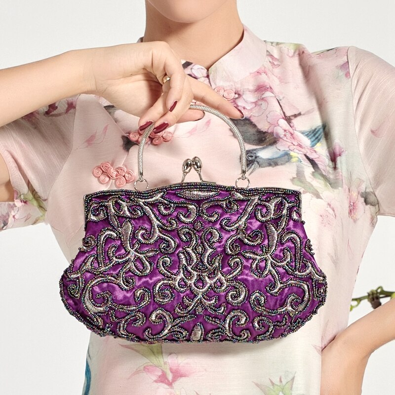 100% Hand made Luxe Dag Clutch Vrouwen Purse Paars keten Dame Avondtasje voor Party Bridal Wedding Zwart Bolsa Feminina