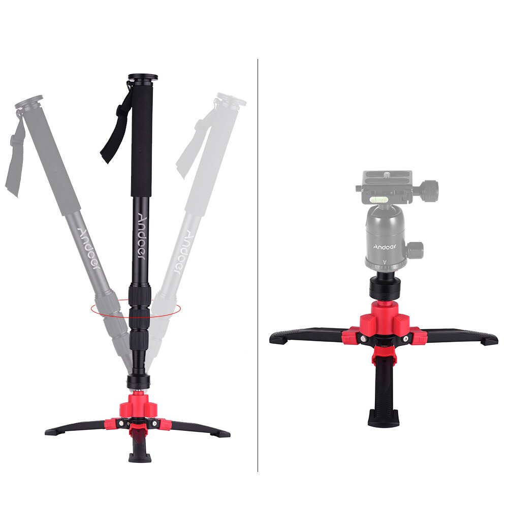 Trépied de photographie DSLR à trois jambes, monopode monopode, Support de Base avec vis de 3/8 de pouce pour trépied à tête sphérique fluide