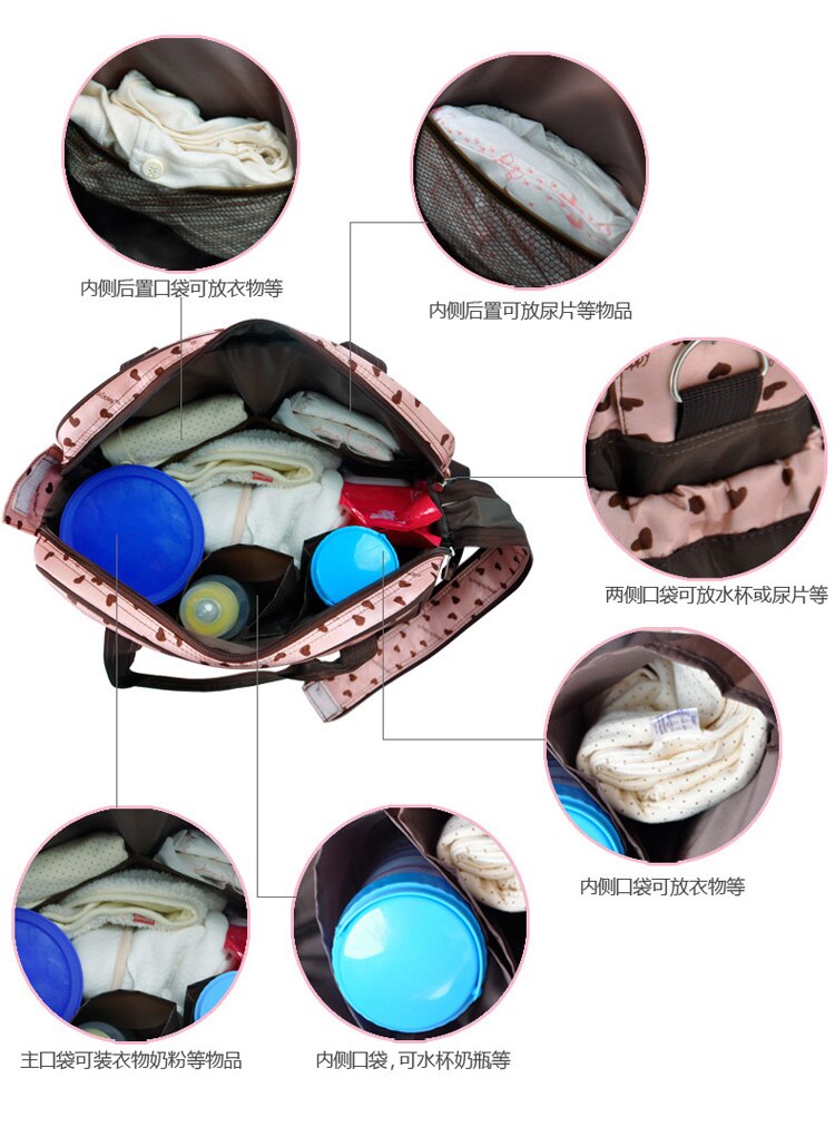 Discount! Diaper Bag backpack polka dot diaper bag back waterproof nappy changing set washable Maternity bag