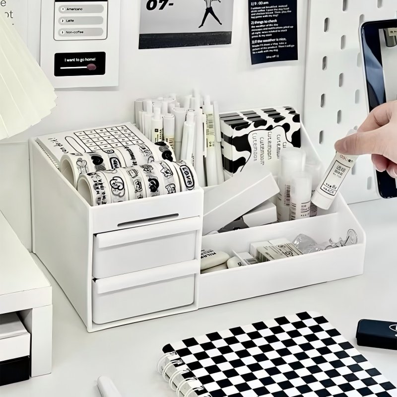 Organizador de maquillaje con cajones, almacenamiento organizador, tocador, almacenamiento en encimera del dormitorio para el cuidado de la piel, cosméticos, herramientas para cepillos de pestañas