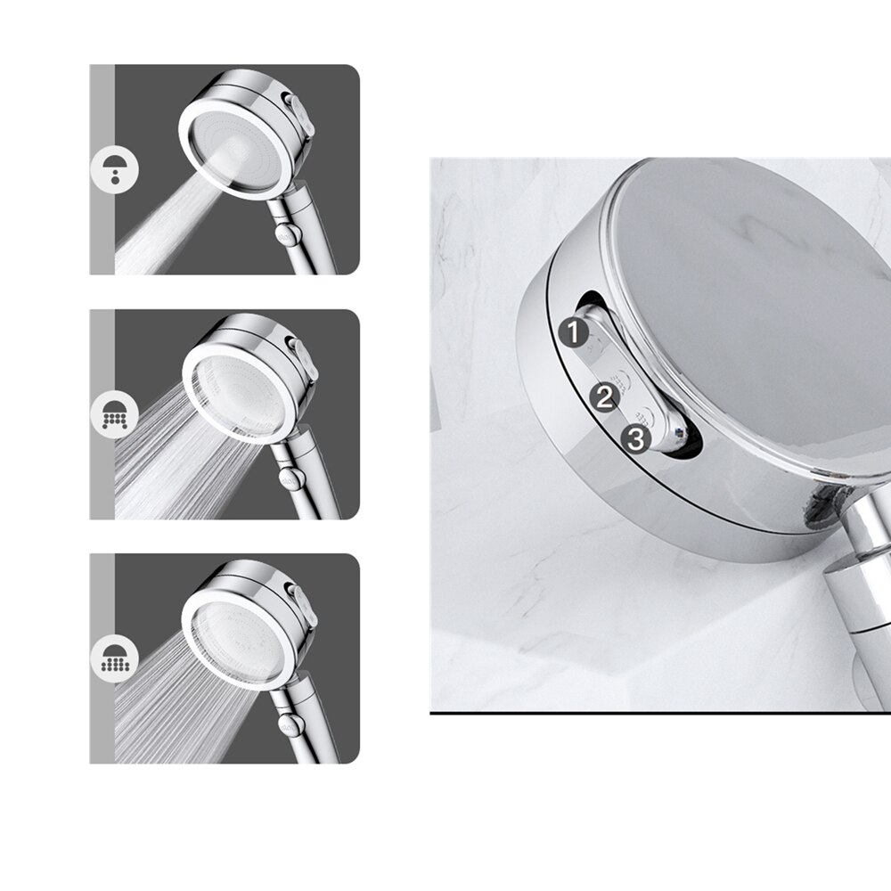 Handheld Douchekop Hoge Druk Chrome 3 Spary Instelling Met On/Off Pauze Schakelaar Waterbesparende Verstelbare Luxe Spa afneembare: 3 Spary Shower
