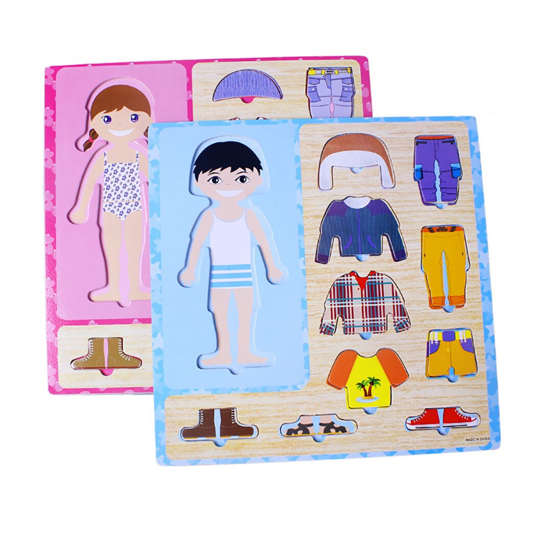 2 Sets Kids Jigsaw Puzzle Clothes Changing Puzzle Game Educational Toy