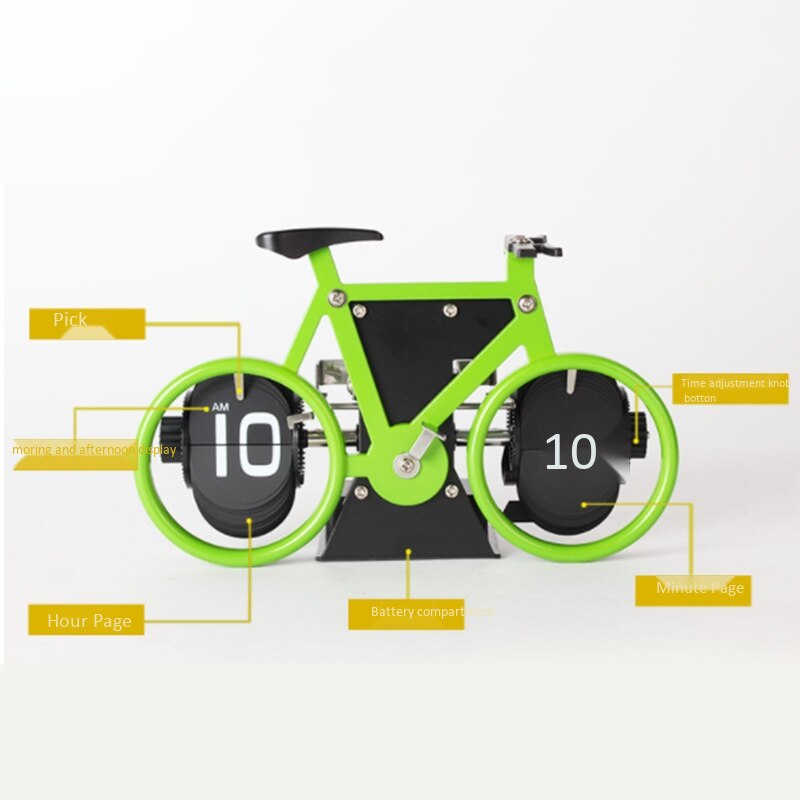Flip Clock Bicycle Shaped Clock Table Alarm Travel Clock Home Decorative