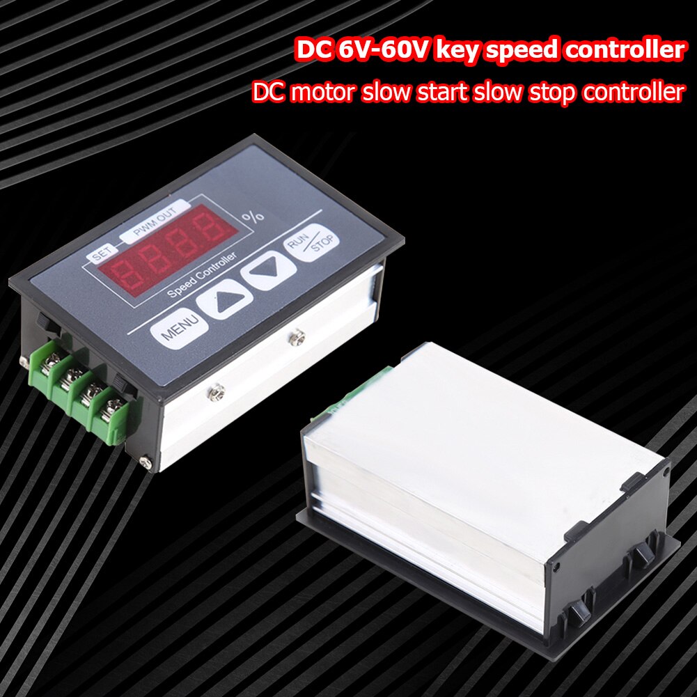 DC Motor Speed Control Switch Slow Start Soft Stop PWM Digital Display 6-60V 30A Easily Carrying Lightweight Gadgets