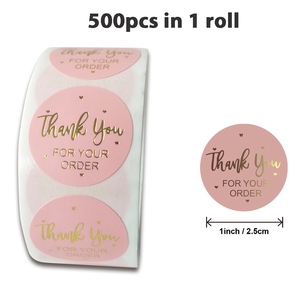 "THANK you for your order"sticker for envelope sealing labels sticker black pink transparent gold sticker stationery supply: Pink