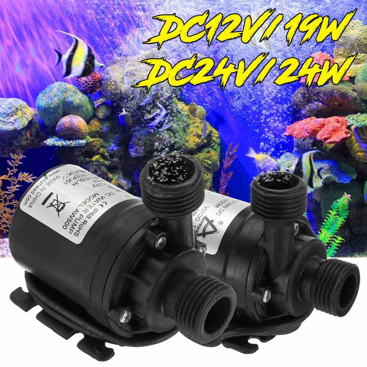 19W/24W 800L/H 5m DC 12V 24V Brushless Solar Motor Water Pump Mini Submersible Circulation Water Pumps Water
