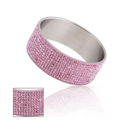 , joyería de , brazaletes de acero inoxidable, 10 filas, pulseras de cristal, colores mezclados: Light Rose