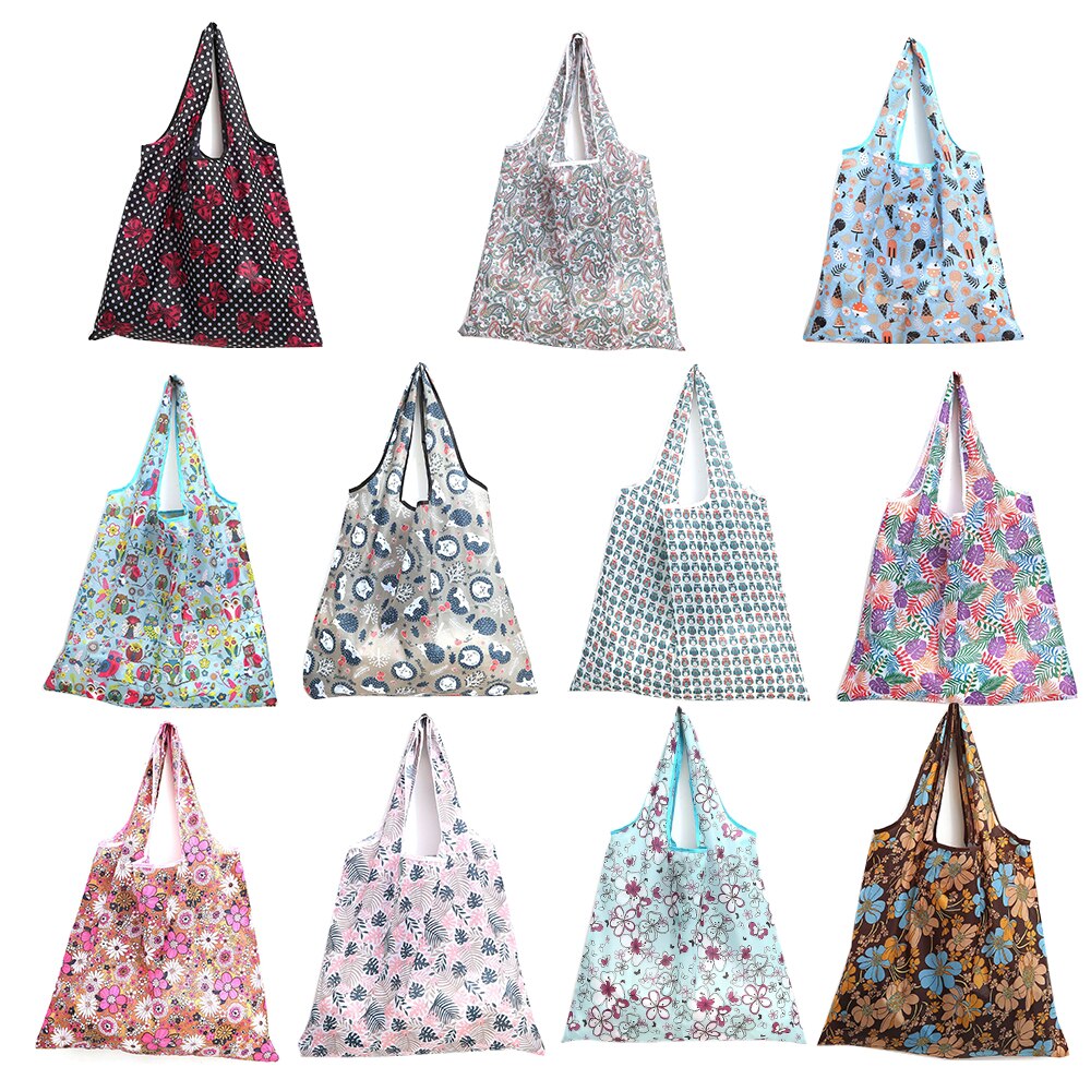 Reusable Eco-Friendly Grocery Foldable Shopping Bags Women Large Size Premium Slight Duty Folding Tote Bag With Handle