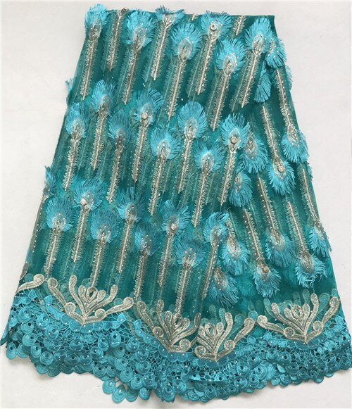 Roze zwitserse voile kant in zwitserland stenen franse netto kant afrikaanse tule kant ankara stof voor jurk 5 yard /lot5800: Groen