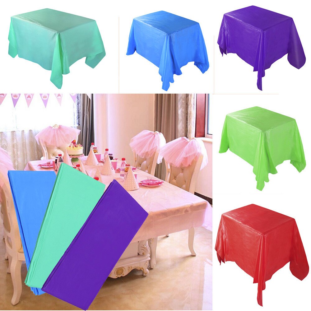 Plastic Table Topper Overlay Disposable Table Cover Tablecloth Birthday Wedding Banquet Hotel Festival Party Decoration #T2P