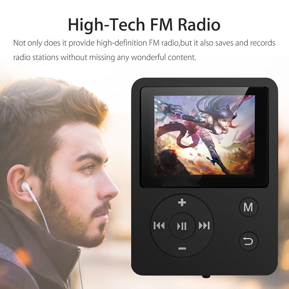 TIPTOP Portable MP4 lecteur de musique FM Radio vidéo Hi-Fi sans perte enregistreur de son noir/blanc