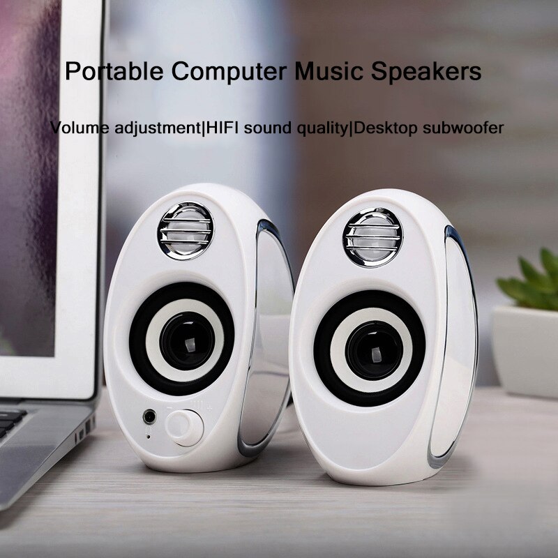Bass USB + AUX Wired Computer Speakers A Pair 5W*2 High Power Speakers for Laptop Desktop Phone Portable Multimedia Loudspeaker