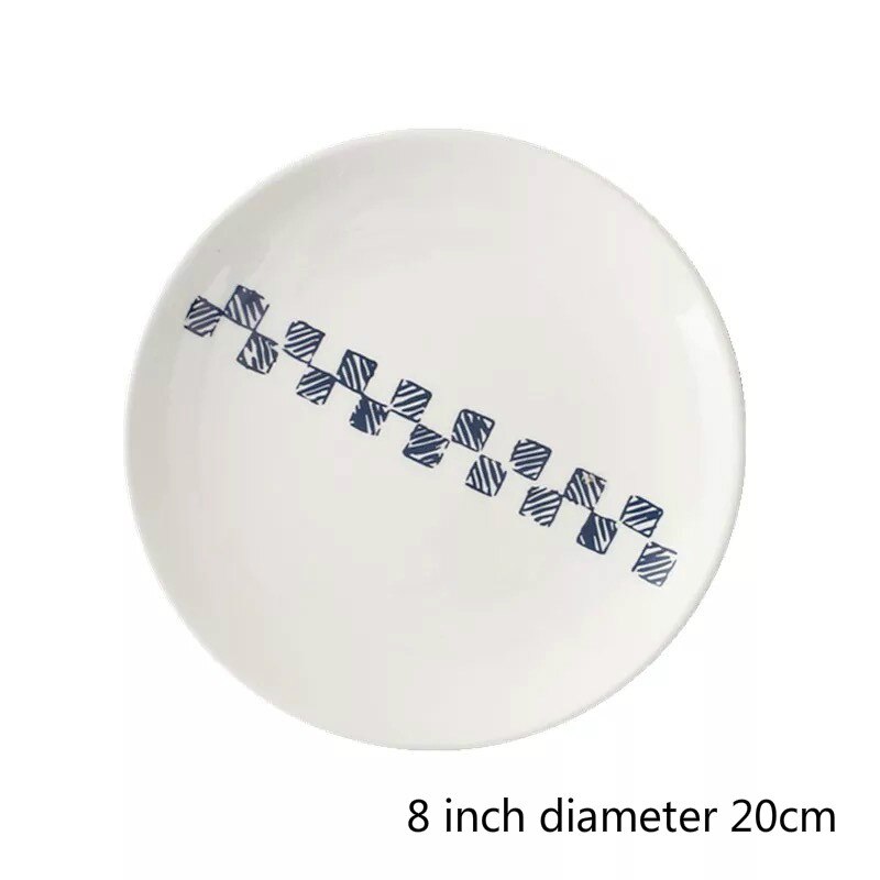 Creatieve Japanse Keramische Plaat Lage Bone China Schotel Set Brief Eenvoudige Paar Ontbijt Plaat: Style K