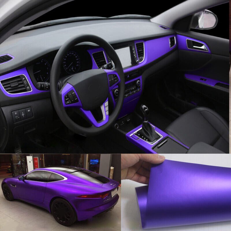 Décalcomanie voiture autocollant imperméable Auto enveloppe extérieure mat violet Anti-UV 30x150CM remplacement