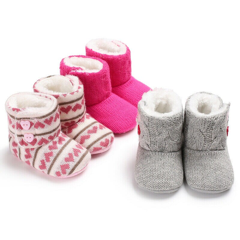 Enfant en bas âge enfants -né bébé filles garçons bottes hiver Crochet tricot laine doux bottes de neige chaussures