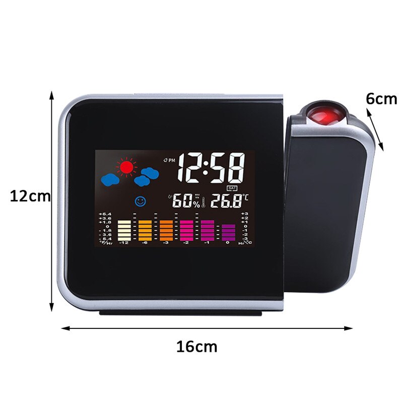 Projectie Wekker Met Weerstation Thermometer Datum Display Digitale Klok Usb Charger Led Projectie