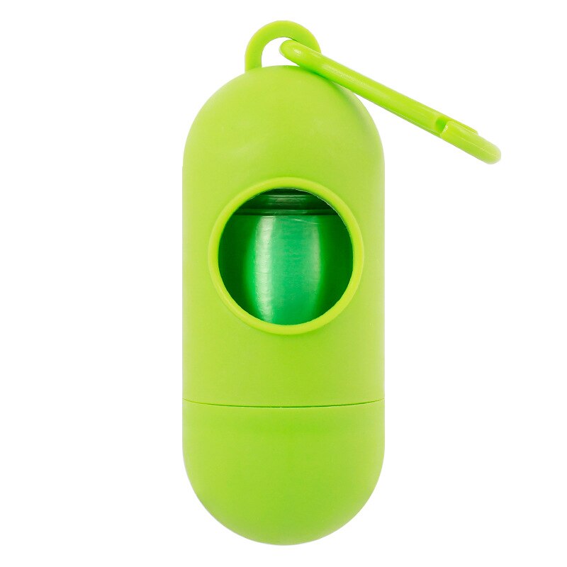 Suministros para limpieza de mascotas caja de basura tipo píldora bolsa de basura para Perros tipo de bala bolsa de desechos para mascotas portátil: green