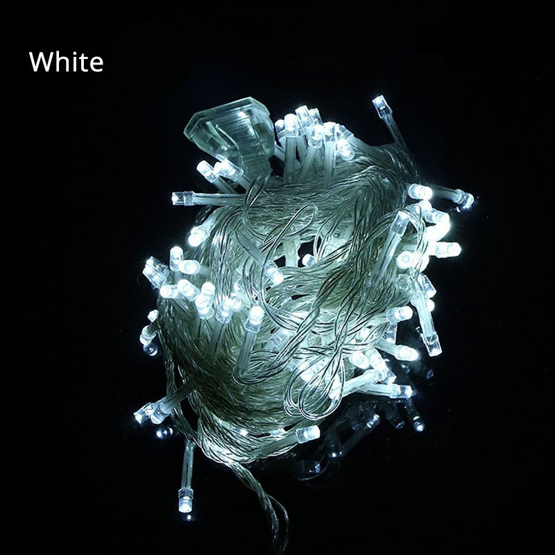Guirnalda de luces led guxen de 10 m con 220v/110v 100 , resistente al agua, para navidad, para exteriores, ideal para decoración de fiestas en el jardín.: Blanco / 220v enchufes europeos