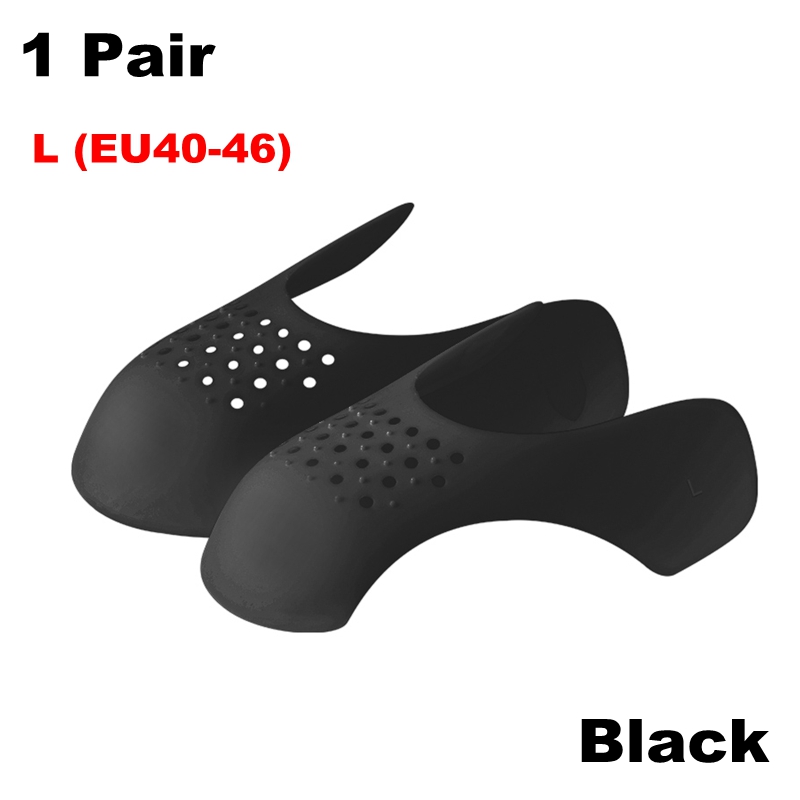Protector de pliegues para zapatos, antiarrugas, soporte para la punta del pie, Protector ligero para mantener las zapatillas, 2 piezas: Black-L (EU40-46)