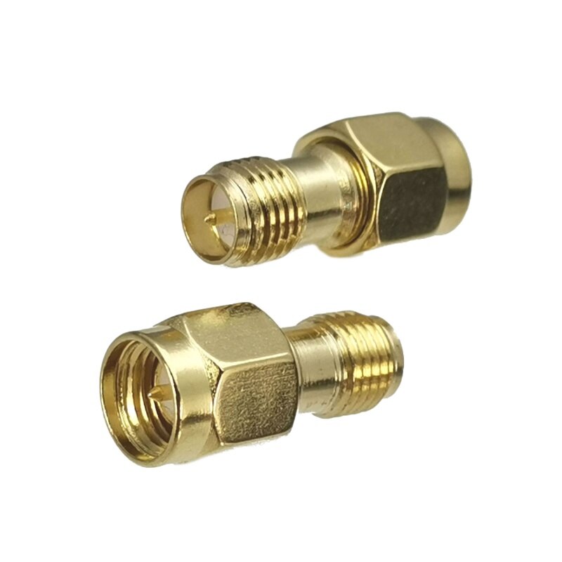 1 Uds adaptador de conector SMA RP-SMA a SMA RPSMA enchufe macho y conector hembra convertidor Coaxial RF recto latón: Multicolor
