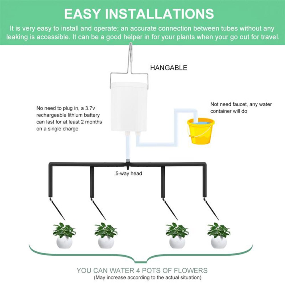 Auto Water Timer Portable Garden Plant Drip Irrigation Kit Self Watering System Water Pump Watering Timers & Controllers