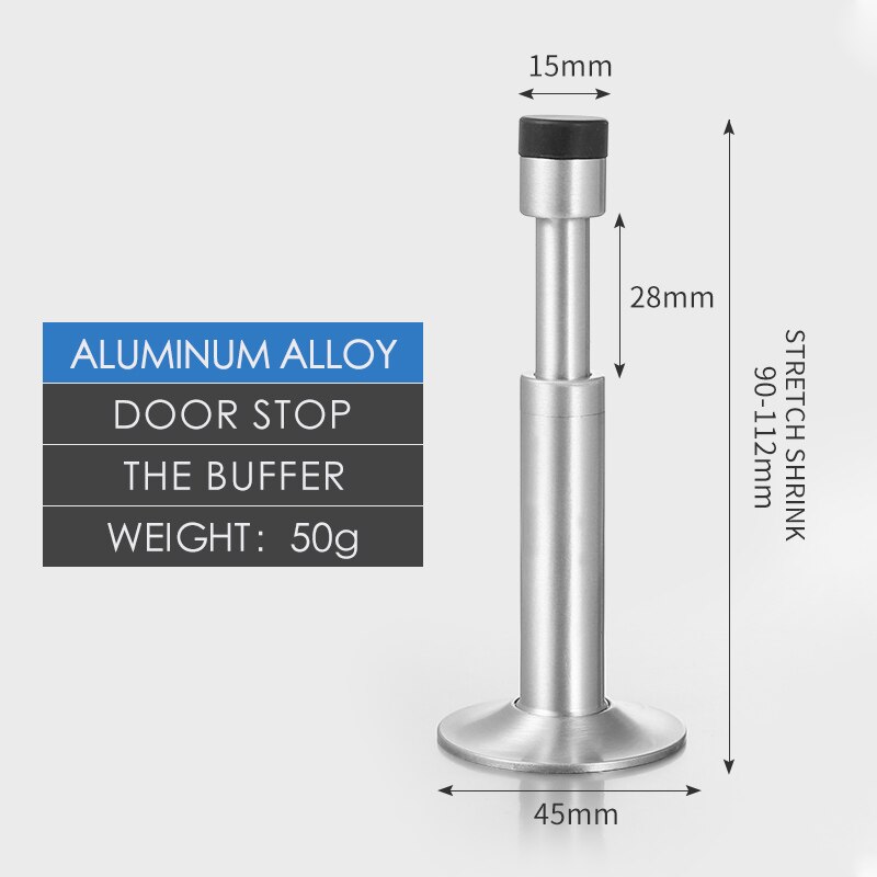 Betoci hydraulisk buffer dørstopper, ren kobber og aluminiumslegering gulv dørstoppere, vægmonteret kofanger, ikke-magnetisk hardware: Aluminium-sølv
