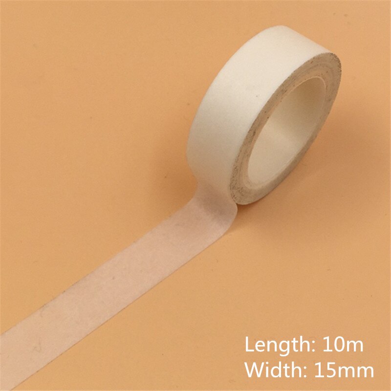 15mm*10m papir washi tapes gør-det-selv ren farve hvid sort malertape fotografisk tape scrapbog klistermærke dekorativt: Hvid