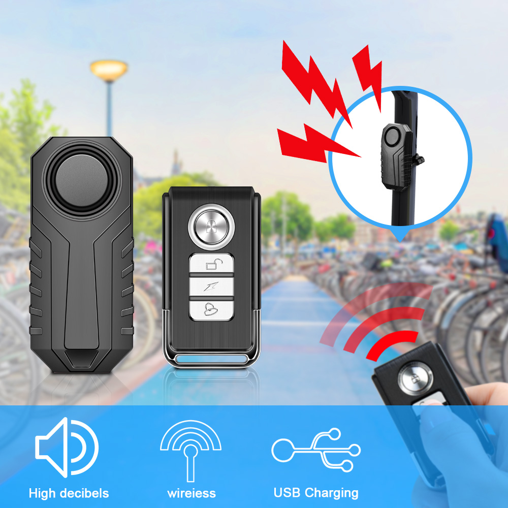 Wireless Waterproof Bike Alarm Remote Control Motorcycle Electric Bicycle Security Anti-theft Detector Alarm System USB Charging: Alarm 01
