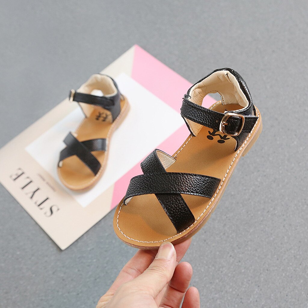 Summer Children Kids Girl Boy Outdoor Soft Cross Sandals Slippers Shoes Anti-Slip Hook & Loop Baby Shoes