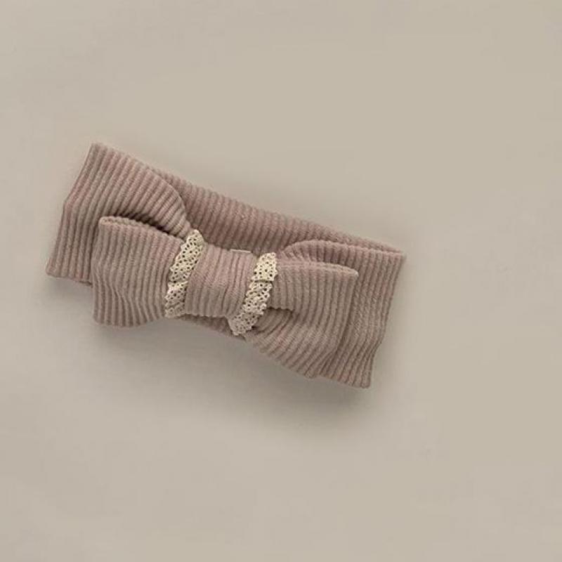 Primavera autunno carino nuovi cappelli tinta unita 2022 neonate cappellini moda fiocco in pizzo fascia per capelli 0-24 mesi: gray khaki headband