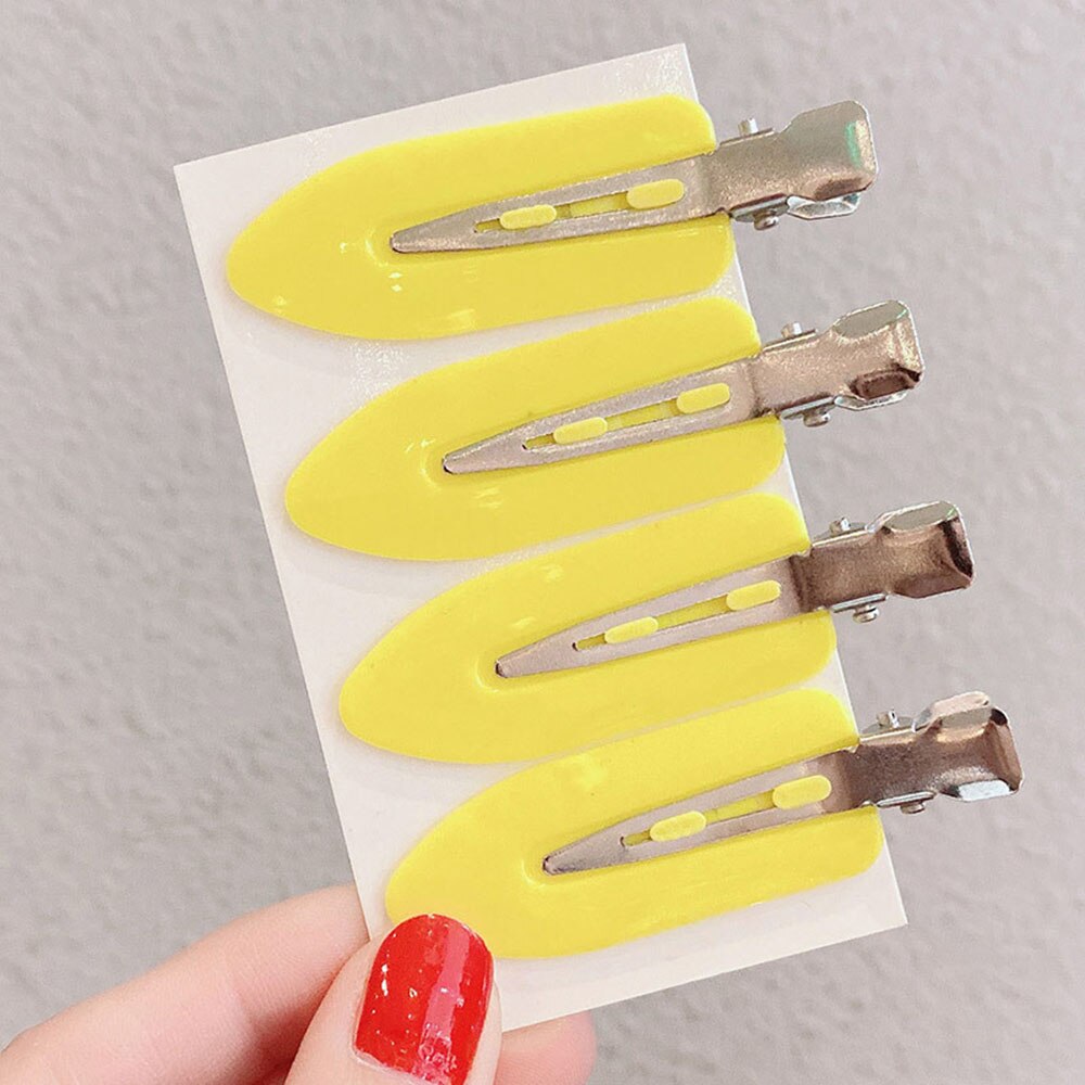 1/4 sztuk bez zginania bez szwu spinki do włosów z boku grzywka Fix Fringe Barrette spinki do włosów makijaż mycie twarzy akcesoria kobiet dziewczyn stylizacji: 4pcs Yellow