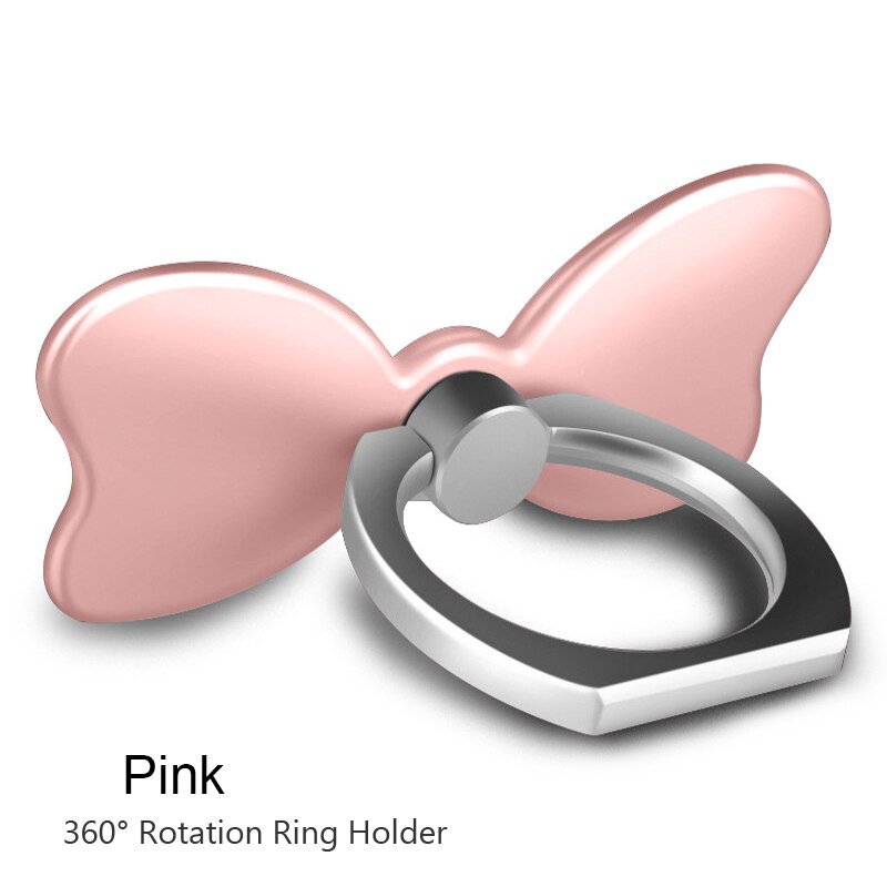 Universel téléphone porte-anneau anti-dérapant doigt porte-anneau mignon chat/fleur métal poignée Support téléphone Mobile Support en plastique pour tablette: Type 2 Pink